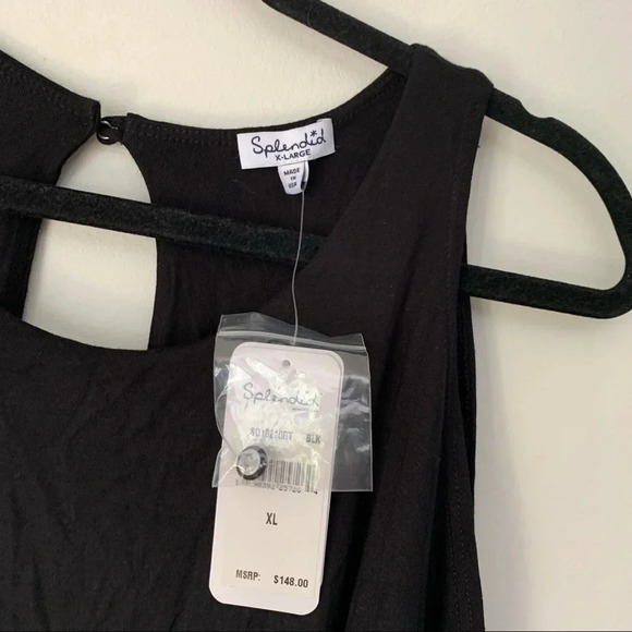 Splendid black cold shoulder wrap dress XL below the knee New With Tags - Picture 2 of 6